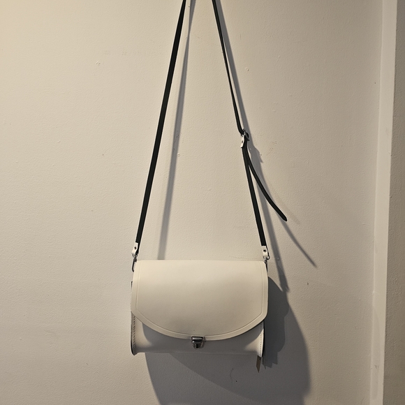 Handbags - Minimalist White Leather Crossbody Bag with Adjustable Strap